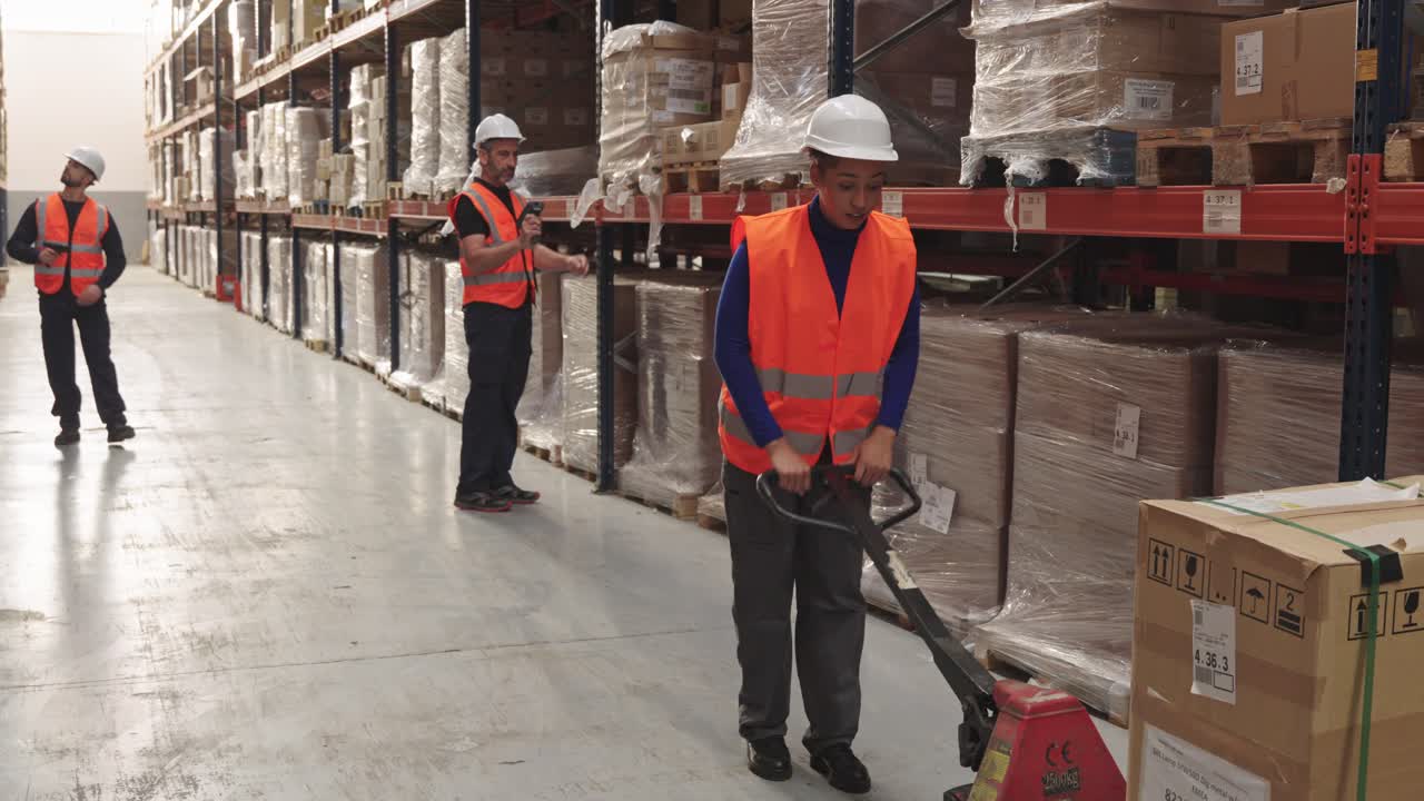 Warehouse workers handling boxes