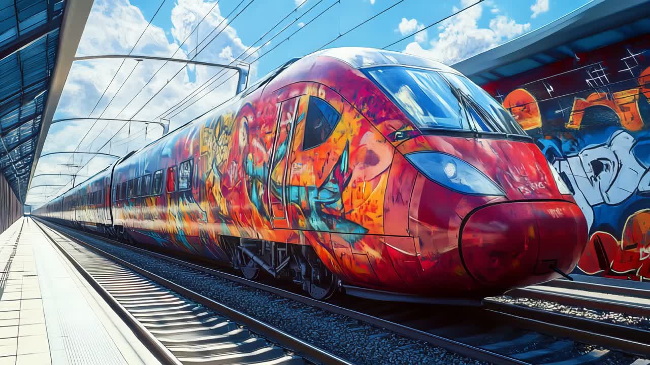 Colorful Graffiti Train