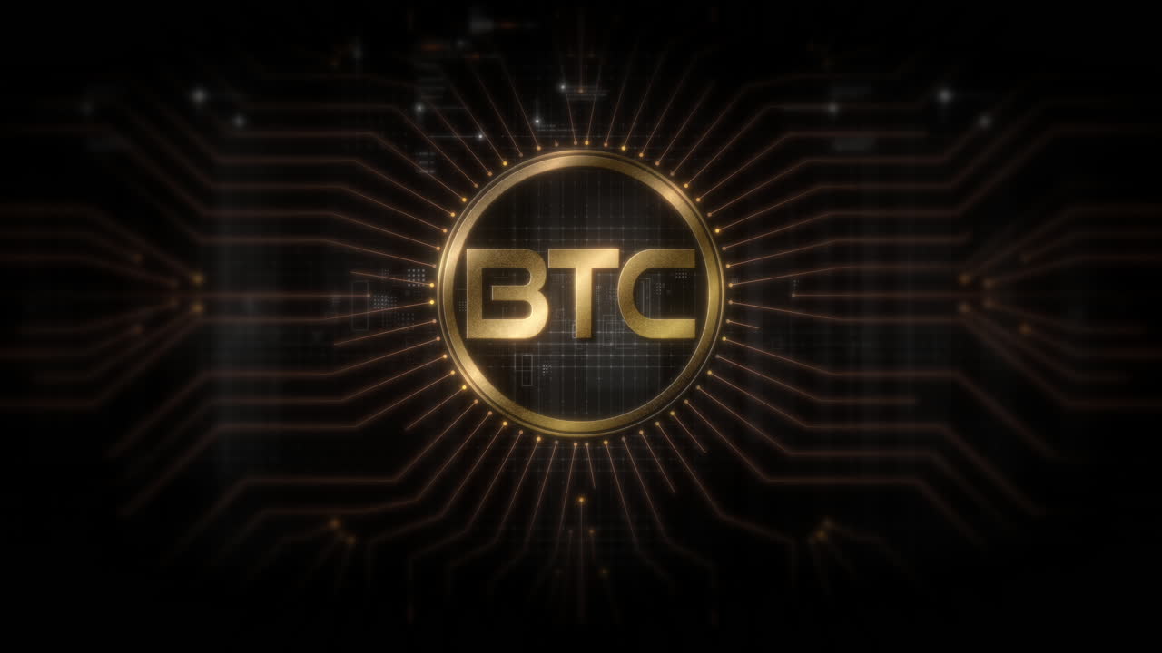 Futuristic digital background highlighting advanced cryptocurrency and encryption technology, featuring blockchain networks and secure cryptographic systems : Bitcoin, BTC