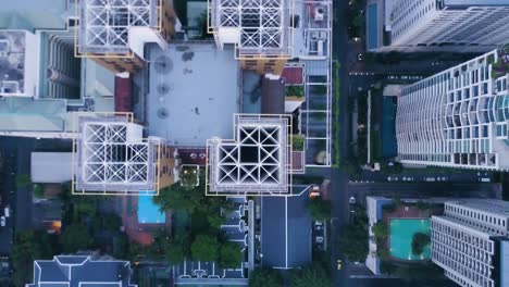 high-angle view of a busy urban cityscape