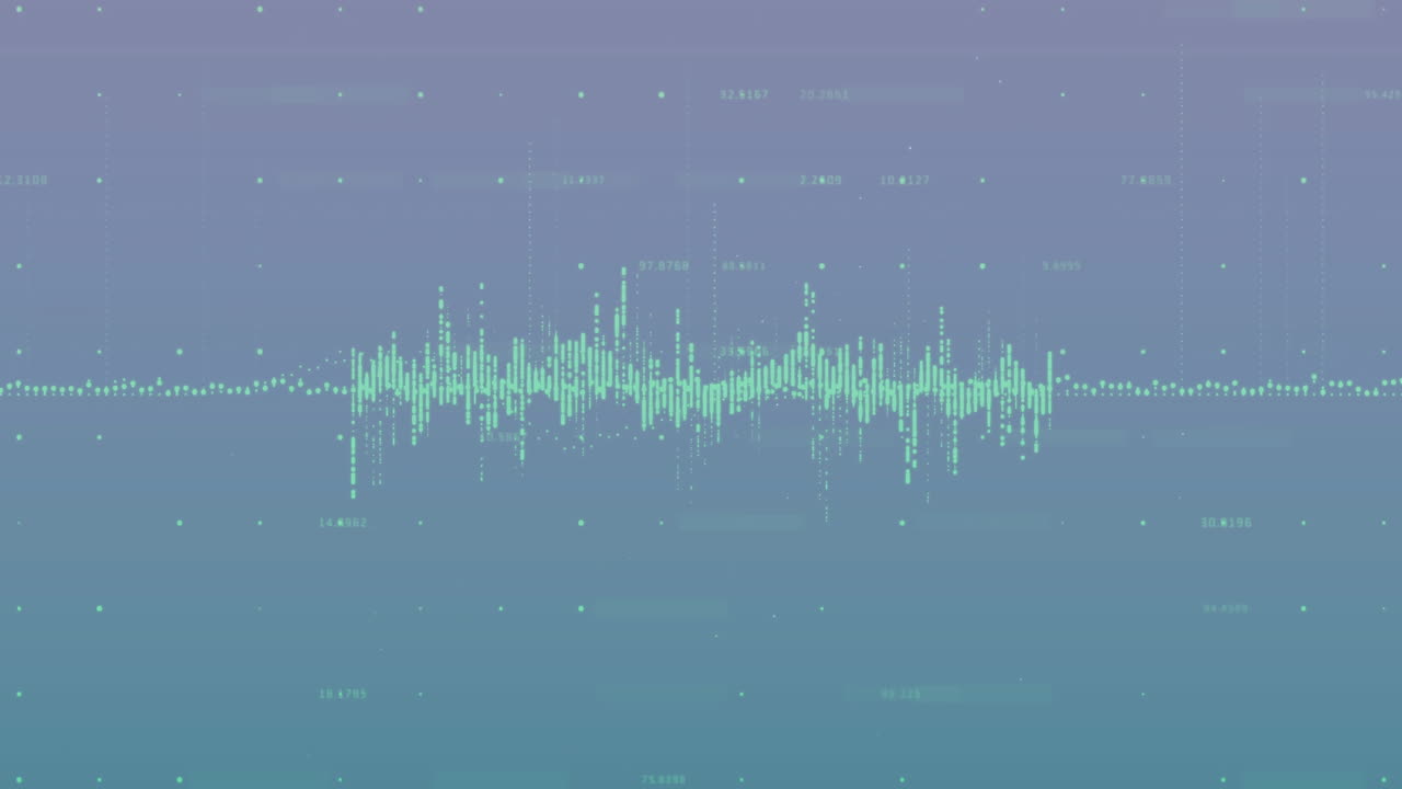 animación del procesamiento de datos sobre un fondo azul