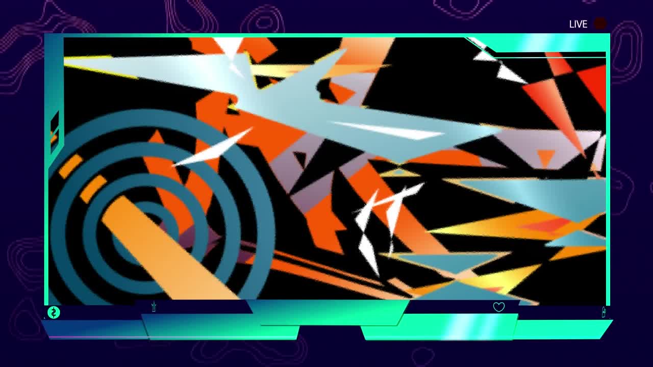 Animation of abstract shapes over screen recording in background