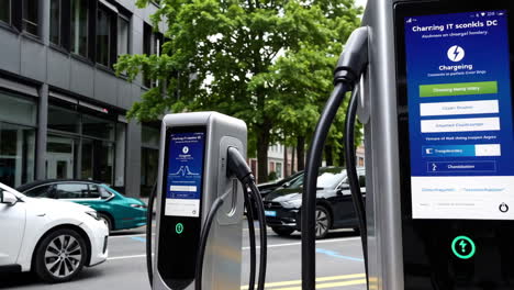 electric vehicle charging station on a city street