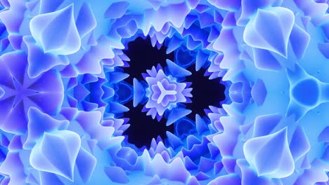 animación en bucle liso de 3d abstracto forma mate suave como flor o mandala, estructura simétrica de material de terciopelo púrpura azul intercalado con pañuelos, cambia de forma suavemente cíclica. gradiente