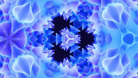 smooth looped animation of 3d abstract soft matte shape like flower or mandala, symmetrical structure of blue purple velvet material interspersed sequins, changes shapes smoothly cyclical. gradient