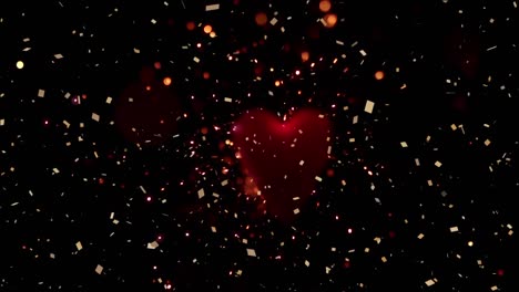animación de confeti cayendo con corazones rosados sobre fondo negro