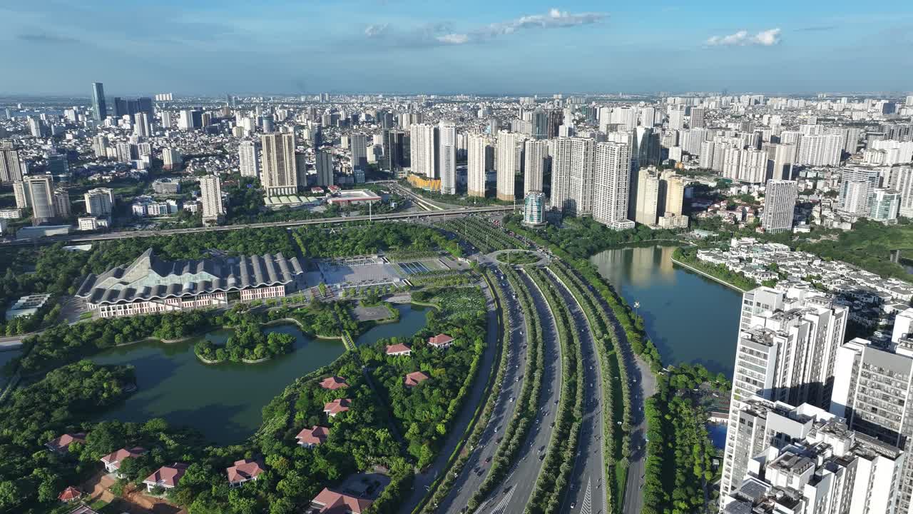 vista aérea del horizonte de la ciudad de hanoi, ciudad urbana en vietnam