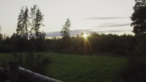 amazing country landscape at sunset. static shot