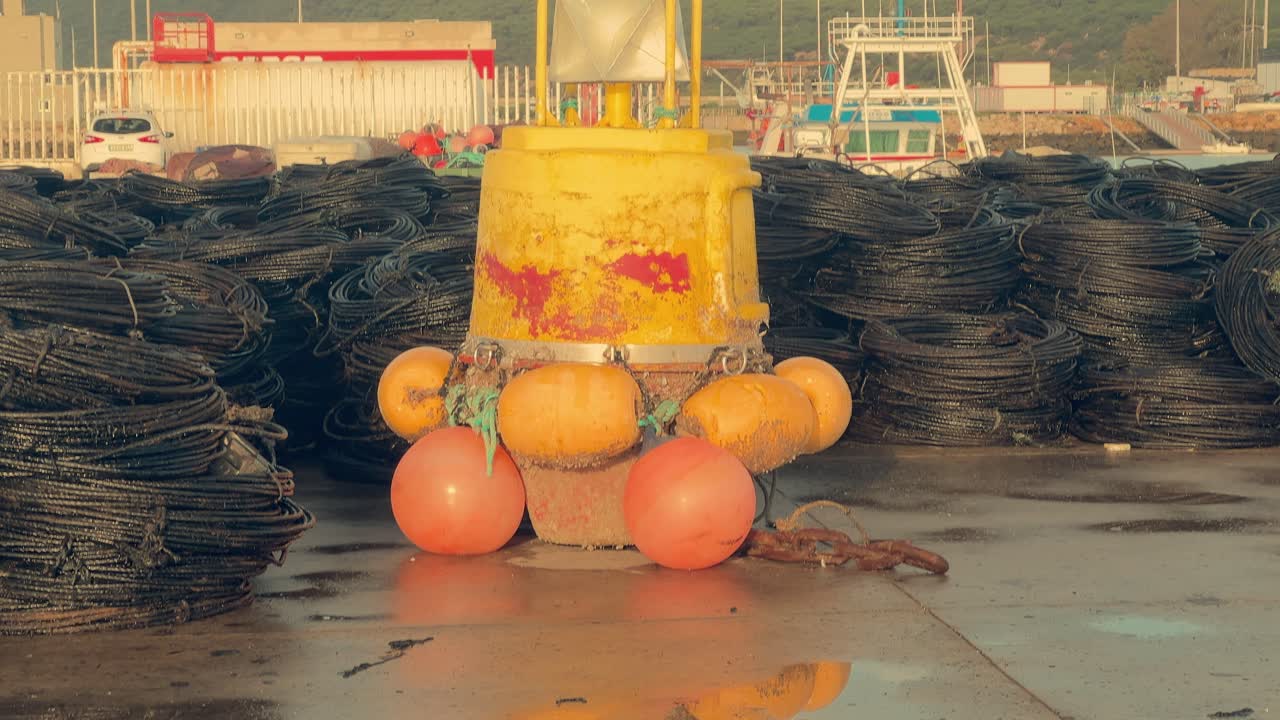 물을 반영하는 아스팔트는 스페인 해안의 어촌의 본질을 구현합니다. 노란색 보이가 그 독특한 매력을 더합니다.