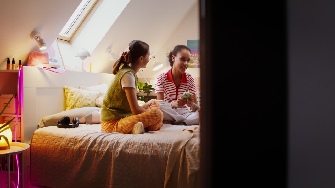 Ragazze Adolescenti che si Rilassano in Camera da Letto