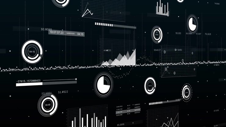 Abstract Digital Interface Displaying Business Data and Statistics