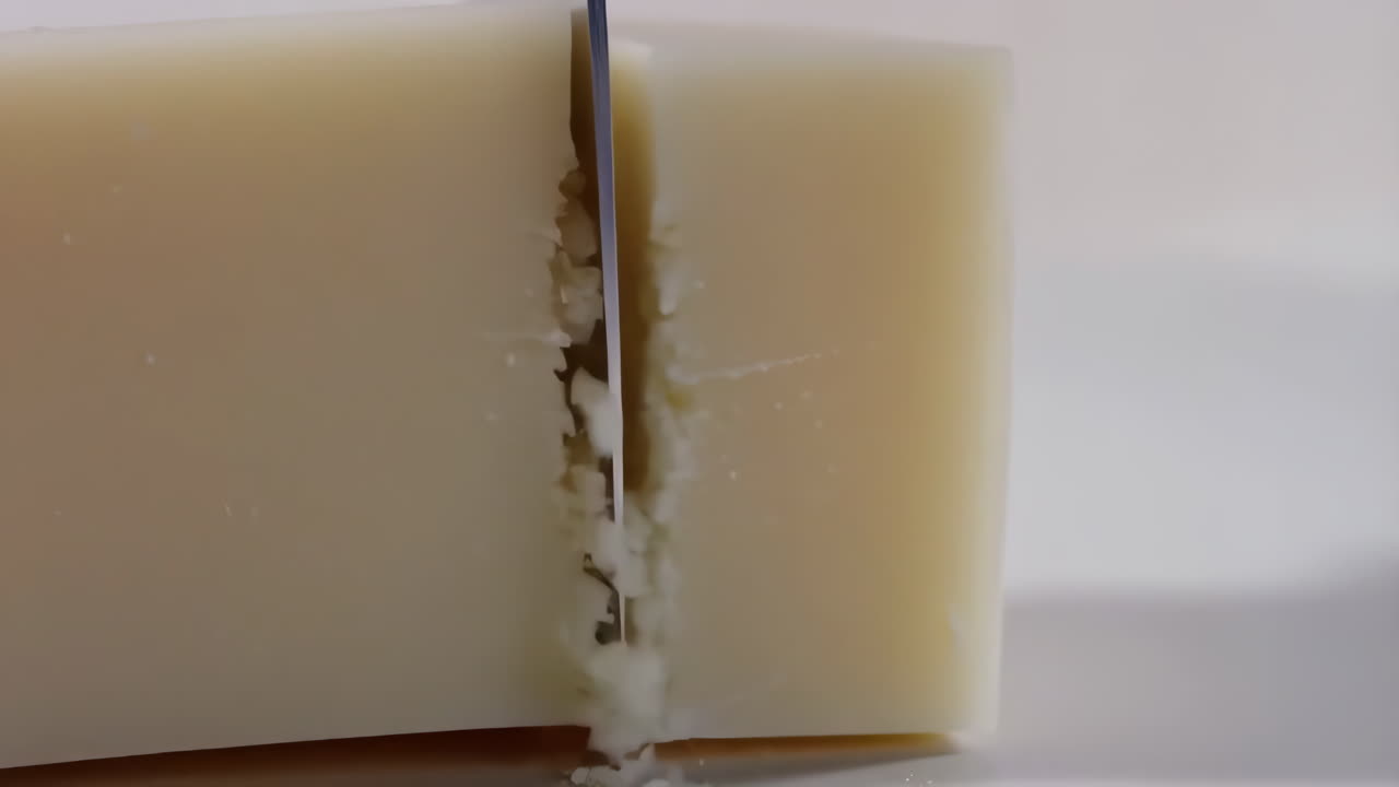 Cutting a block of soap