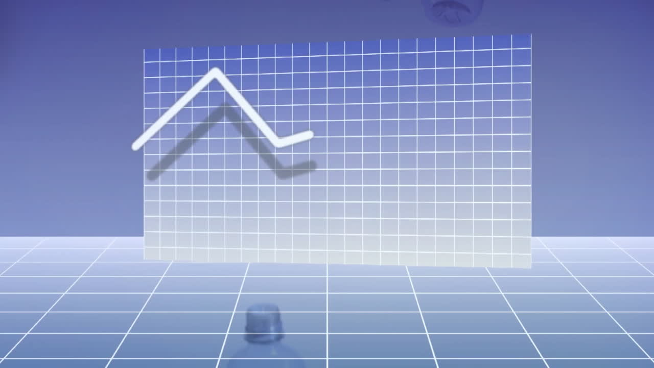 떨어지는 플라스틱 병 위의 다이어그램의 애니메이션