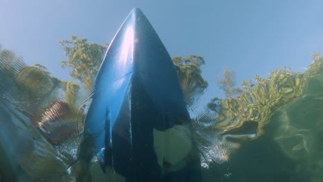 unique underwater view of kayaks used for marine survey and eco nature activities