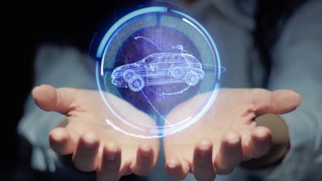 female hands show hologram hatchback