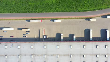 distribution logistics buildings and industrial area - aerial view