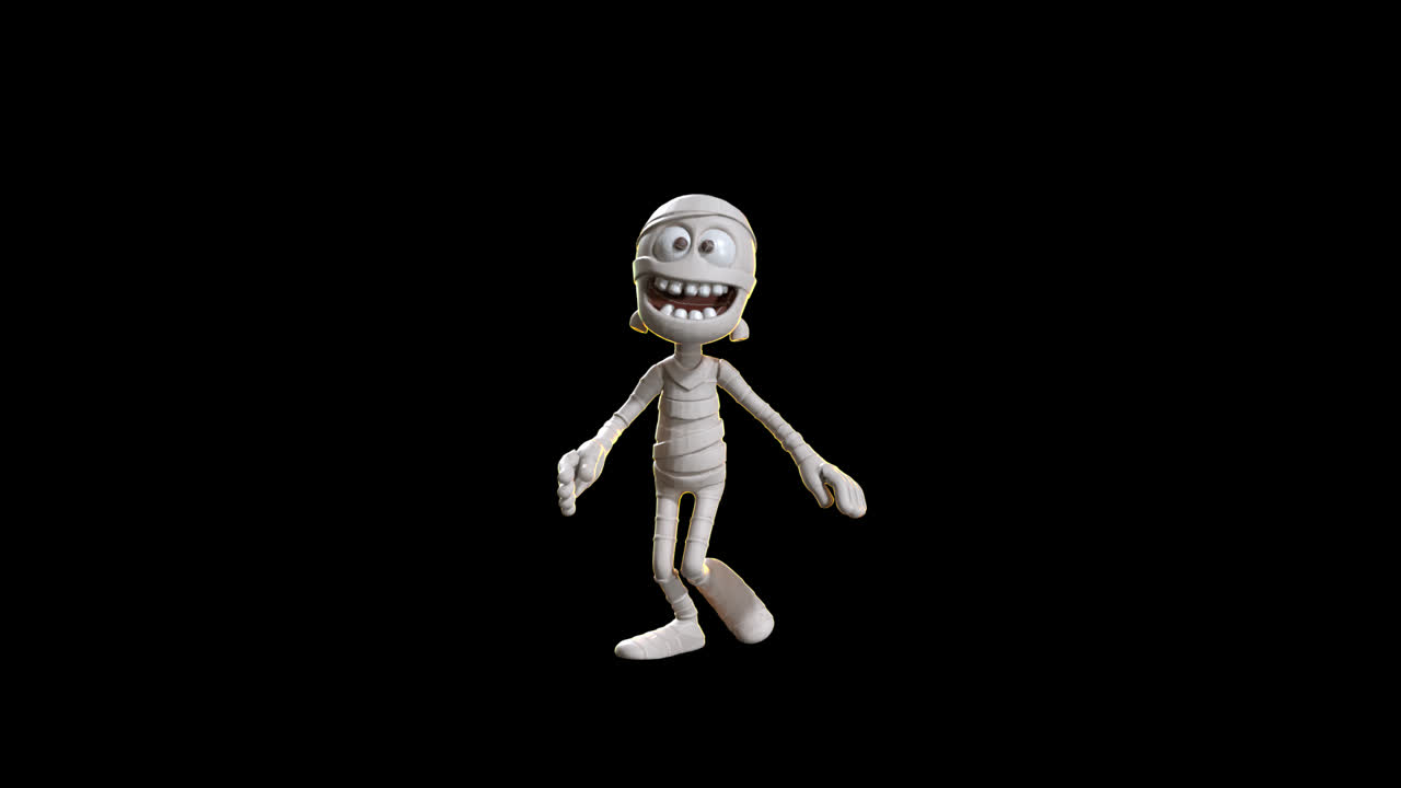 Divertente personaggio mummia dei cartoni animati in 3D che balla