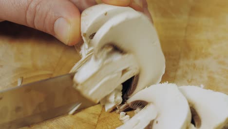 motion controlled shot of cutting a mushroom