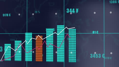 Animation-of-financial-data-processing-over-dark-background