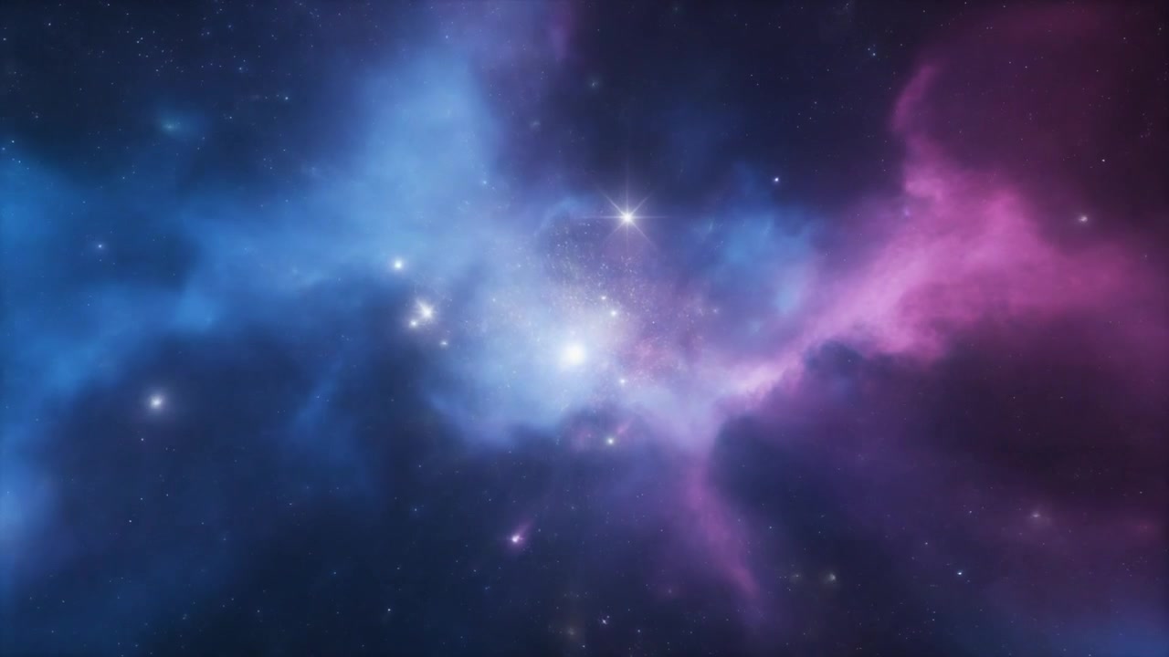 Vibrant Blue and Pink Nebula in Deep Space
