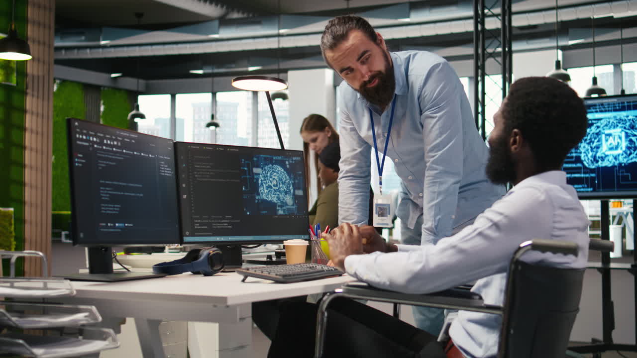 Manager Supervising Developer With Paraplegia Writing Deep Learning Code