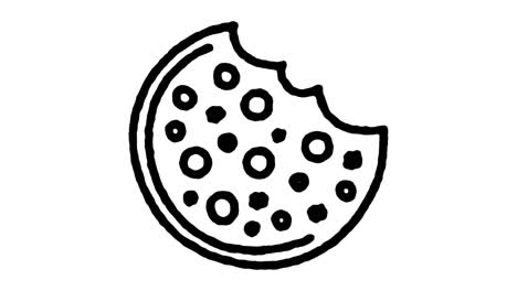 animación del icono de la línea de dibujo de la mano de la tienda de galletas