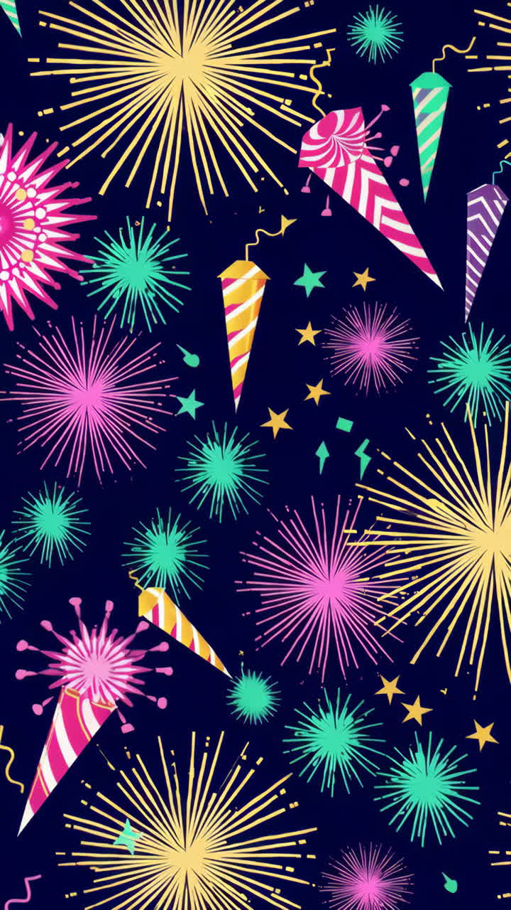 Colorful Fireworks and Party Poppers Pattern