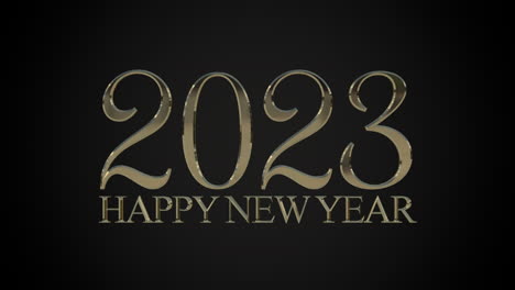 2023 years and happy new year with gold color on black gradient