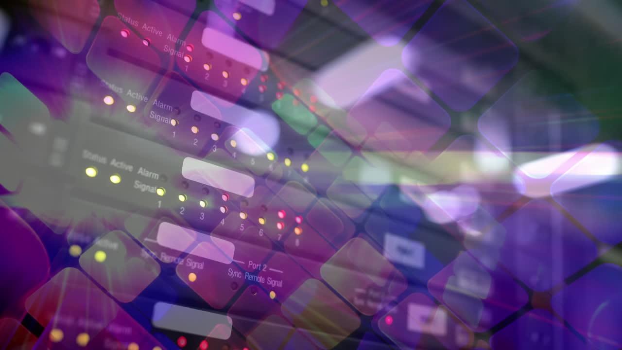 기록 재료 배경과 함께 회전하는 빛을 가진 큐브 구조