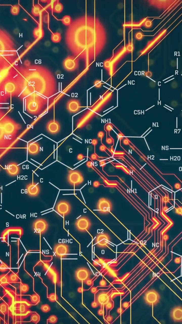 Animation of network of connections over chemical formula