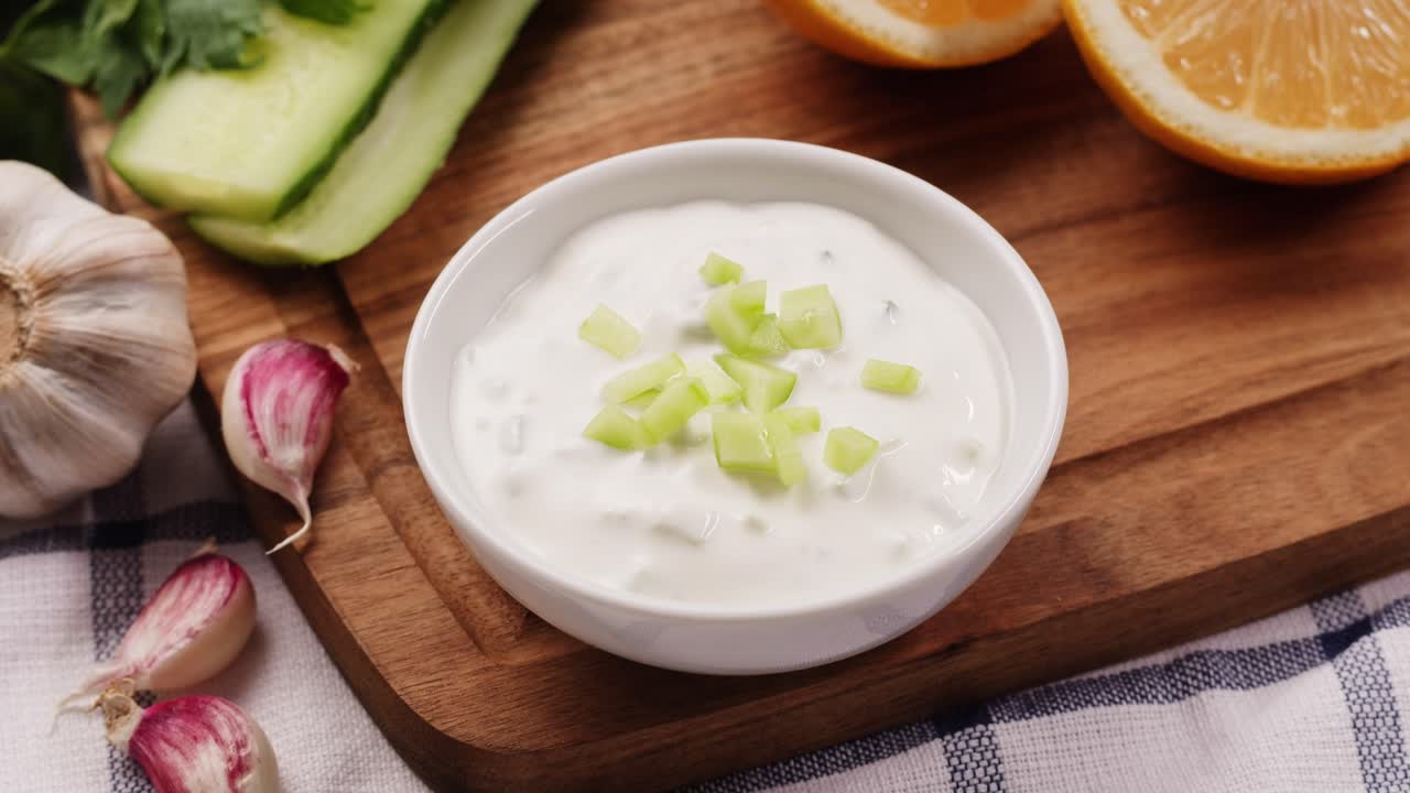salsa de tzatziki con ingredientes
