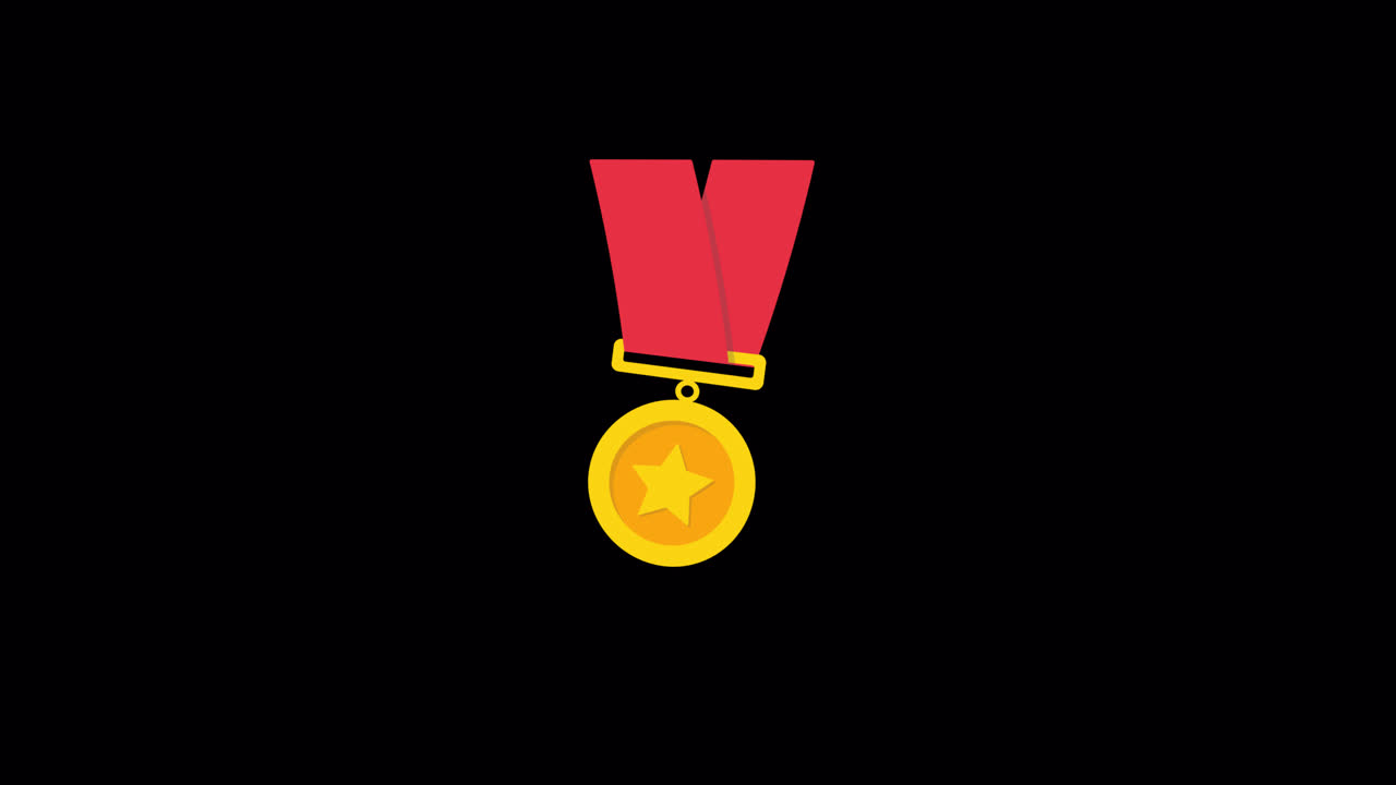 Animated Gold Medal with Red Ribbon and Star