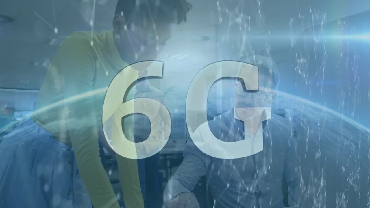 animación de conexiones y g6 sobre diversos compañeros de trabajo en la oficina