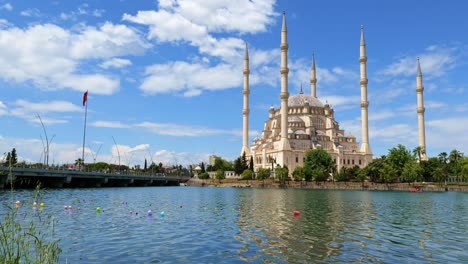 sabancı merkez camii (english: sabancı central mosque) by seyhan river in adana, turkey