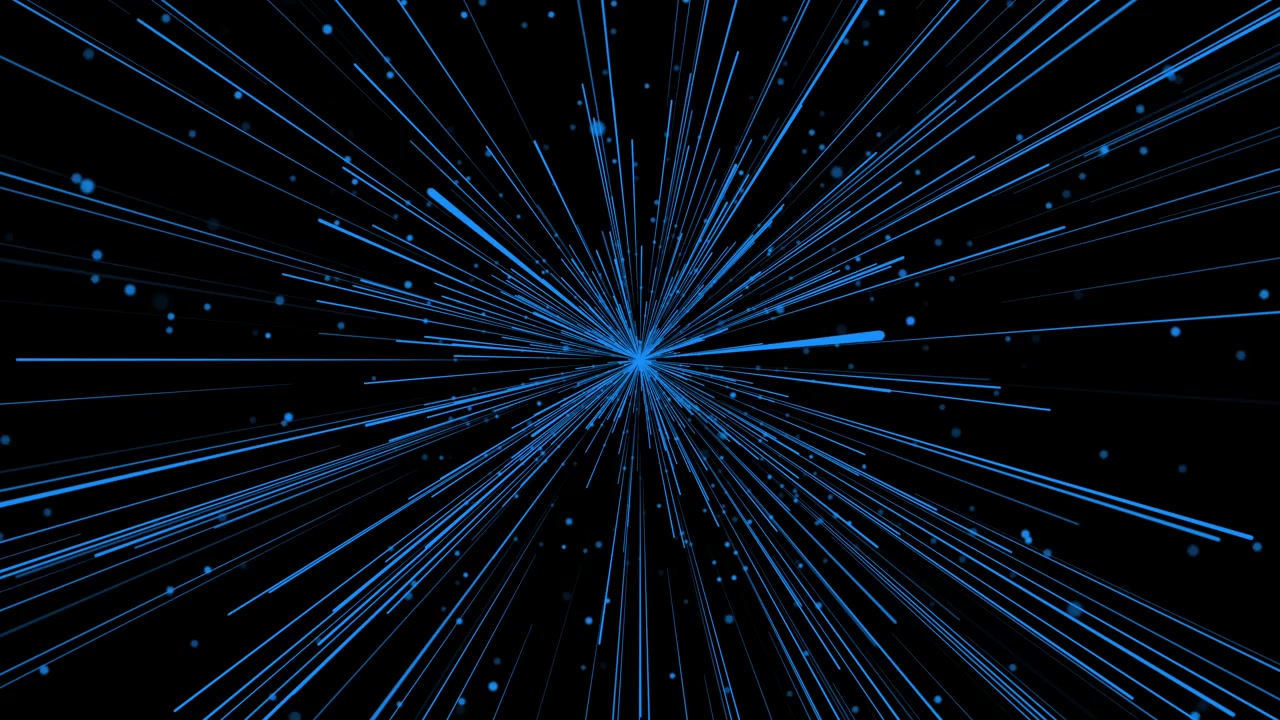 Abstract Blue Light Streaks Radiating From Center