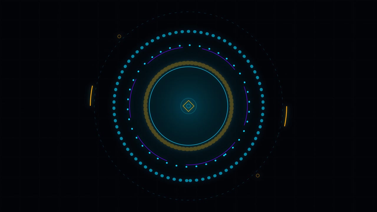 Abstract Digital HUD Interface with Rotating Circular Elements