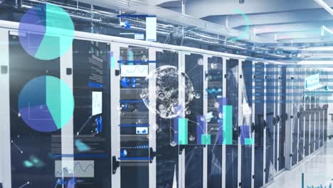 animation of digital interface over server room