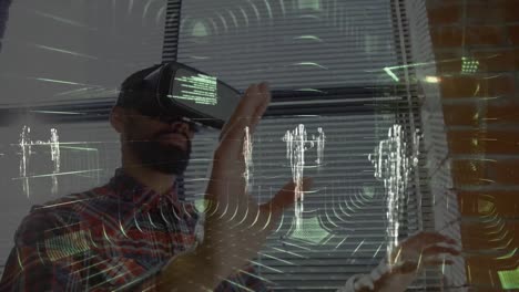 Animation-Der-Datenverarbeitung-über-Einem-Mann-Mit-VR-Headset