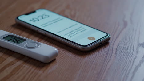 medical smartphone and thermometer