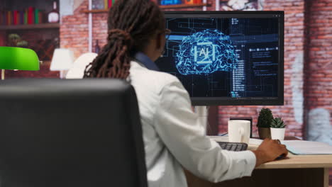 computer engineer doing checkup on artificial intelligence systems