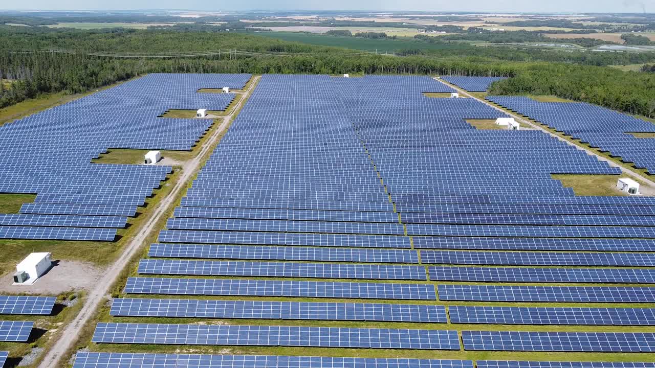 Drone Flying Over Solar Panels On Solar Farm - Green Sustainable Energy