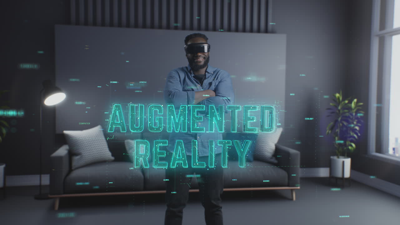 Great Concept For Augmented Reality Mock-up. Three Young Developers Look at Augmented Reality Throu