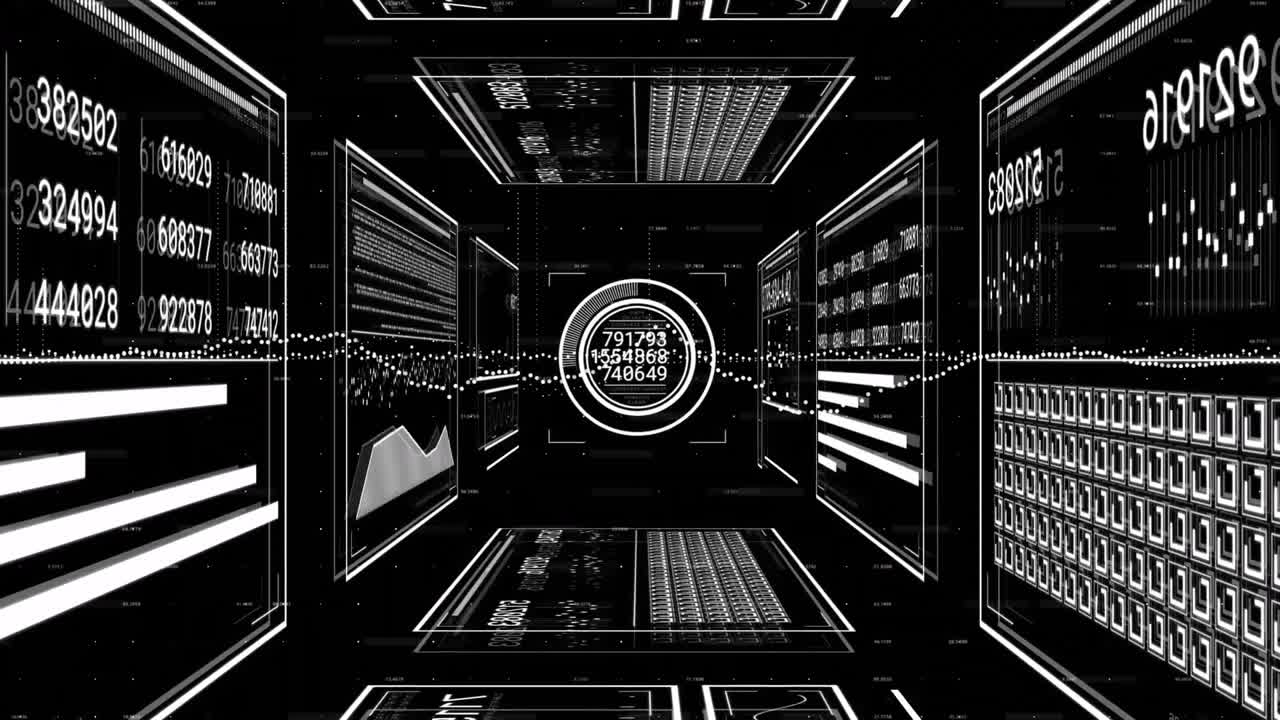 Flusso di dati esteso che avvia l'aggiornamento del pannello e dati che ruotano ciclicamente, mostrando un tunnel wireframe.