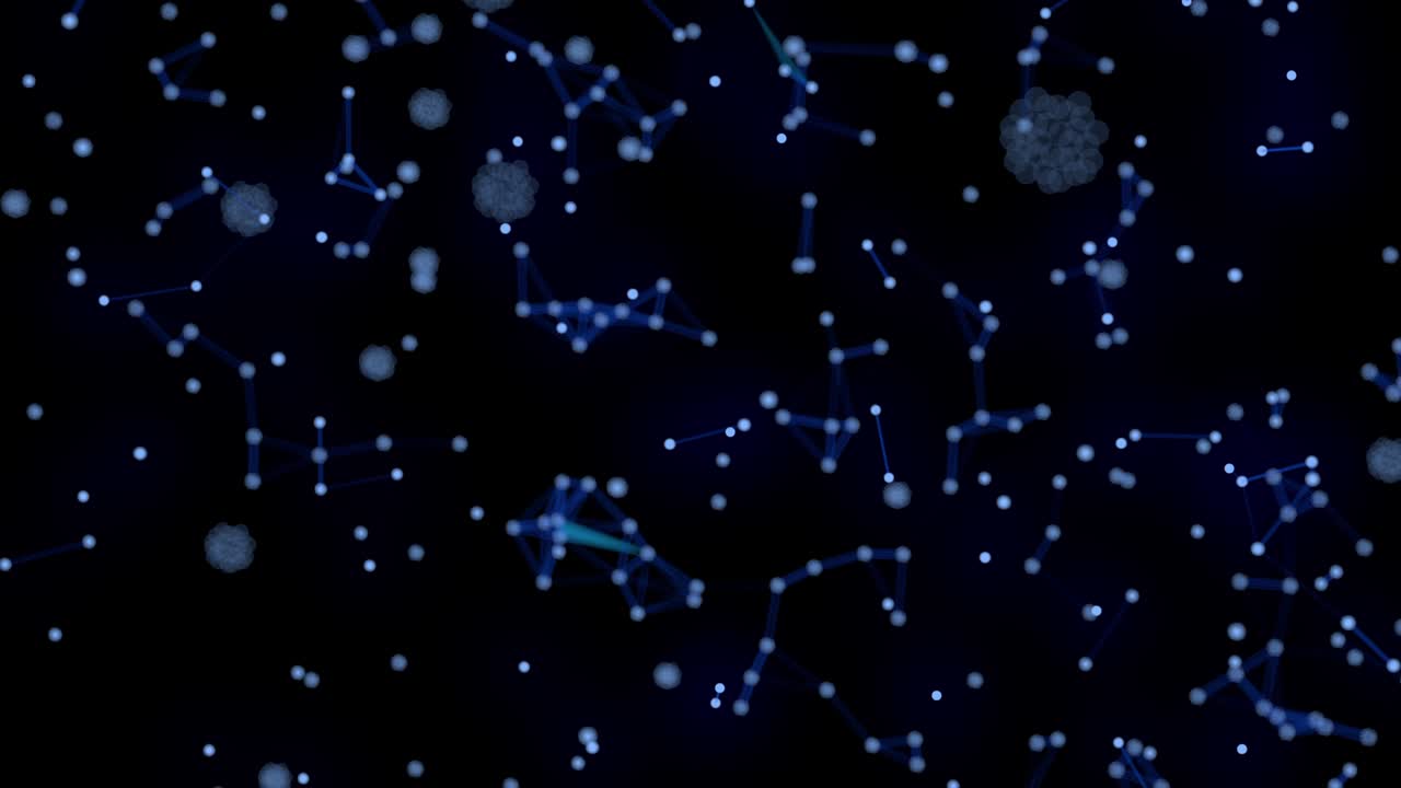 animación de bucle de cadena de bloques de líneas de plexo y partículas de puntos