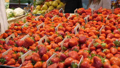 fresh strawberries colourful organic bio in the market of sete france herault