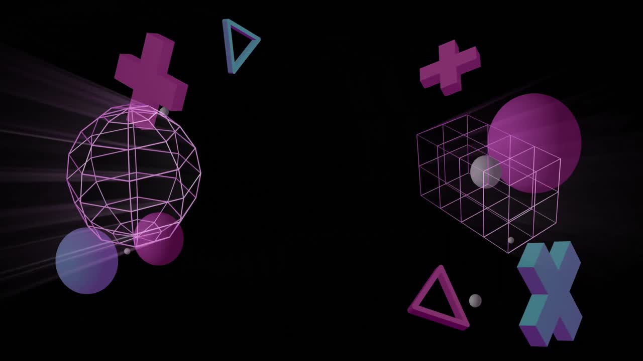 animación de formas rosadas en 3d sobre un fondo negro