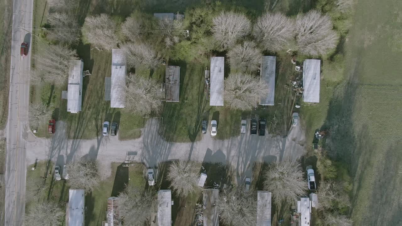 Birdseye view across a mobile home park