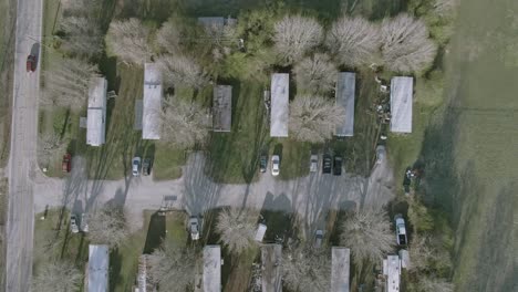 birdseye view across a mobile home park