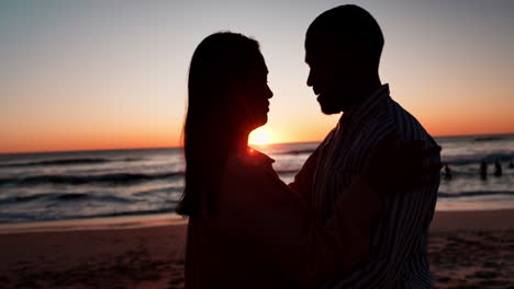 Sunset,-beach-and-couple-with-love