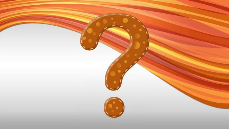 Animation of question mark over orange lines on white background